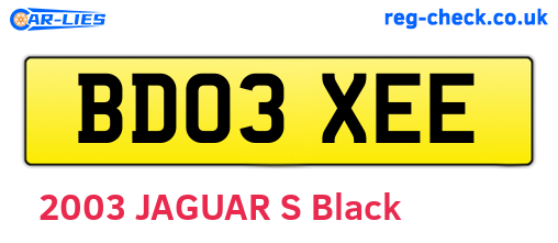 BD03XEE are the vehicle registration plates.
