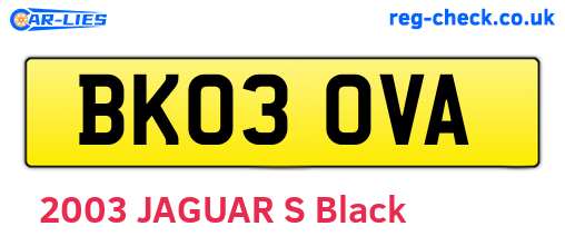 BK03OVA are the vehicle registration plates.