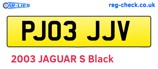PJ03JJV are the vehicle registration plates.