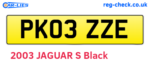 PK03ZZE are the vehicle registration plates.