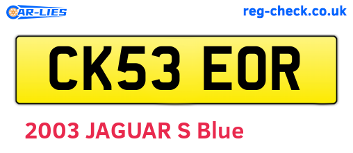 CK53EOR are the vehicle registration plates.