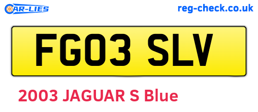 FG03SLV are the vehicle registration plates.