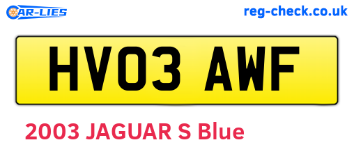 HV03AWF are the vehicle registration plates.