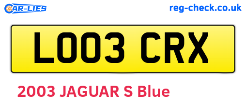 LO03CRX are the vehicle registration plates.