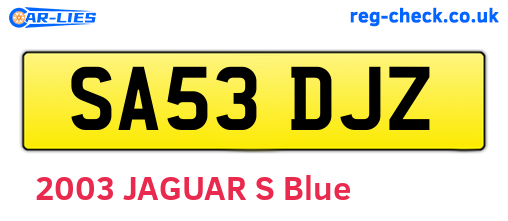 SA53DJZ are the vehicle registration plates.
