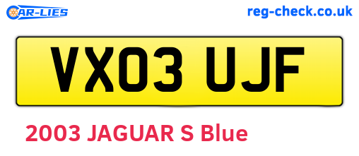 VX03UJF are the vehicle registration plates.