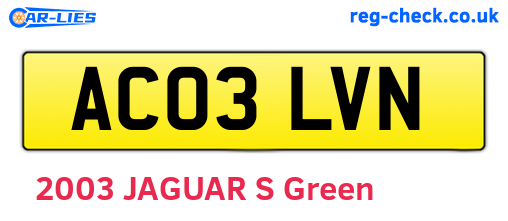 AC03LVN are the vehicle registration plates.