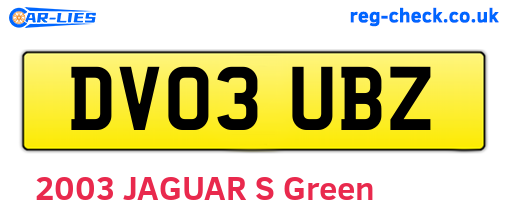 DV03UBZ are the vehicle registration plates.