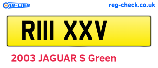 R111XXV are the vehicle registration plates.