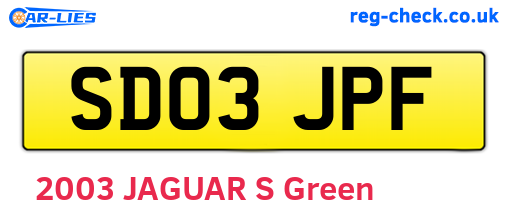 SD03JPF are the vehicle registration plates.