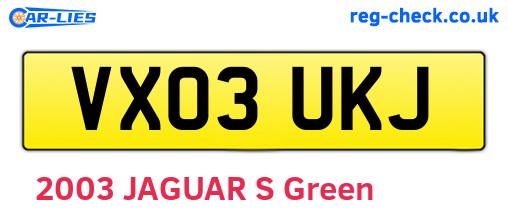 VX03UKJ are the vehicle registration plates.