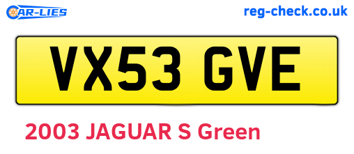 VX53GVE are the vehicle registration plates.