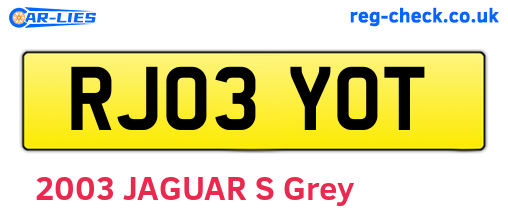 RJ03YOT are the vehicle registration plates.