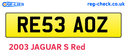 RE53AOZ are the vehicle registration plates.
