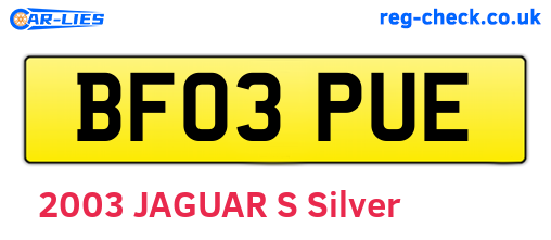 BF03PUE are the vehicle registration plates.