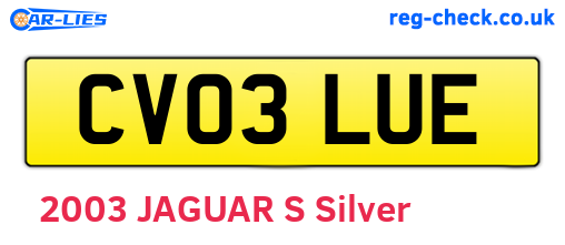 CV03LUE are the vehicle registration plates.