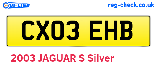CX03EHB are the vehicle registration plates.