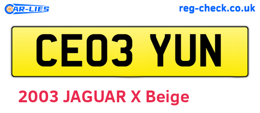 CE03YUN are the vehicle registration plates.