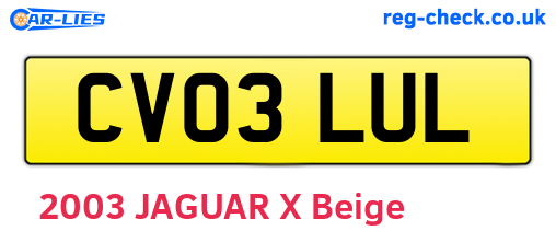CV03LUL are the vehicle registration plates.