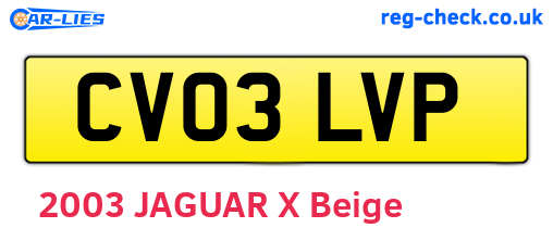 CV03LVP are the vehicle registration plates.