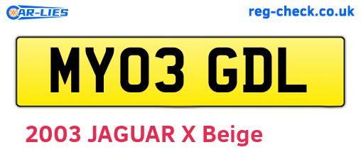 MY03GDL are the vehicle registration plates.