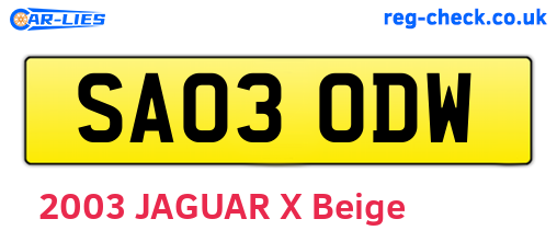 SA03ODW are the vehicle registration plates.