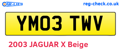 YM03TWV are the vehicle registration plates.
