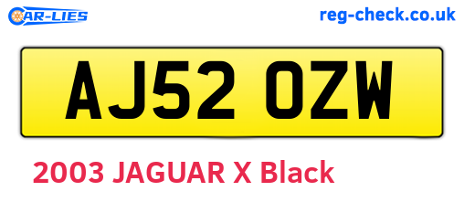 AJ52OZW are the vehicle registration plates.