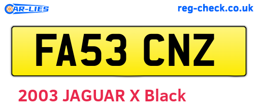 FA53CNZ are the vehicle registration plates.