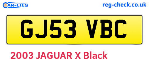 GJ53VBC are the vehicle registration plates.