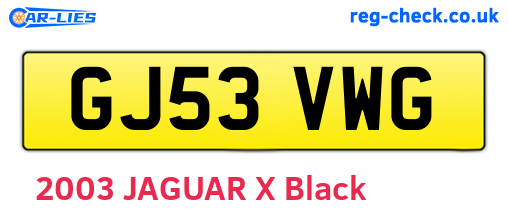 GJ53VWG are the vehicle registration plates.