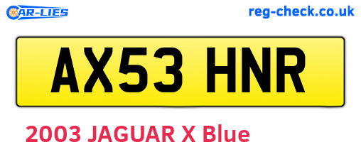 AX53HNR are the vehicle registration plates.