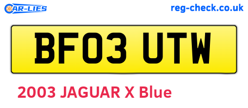 BF03UTW are the vehicle registration plates.