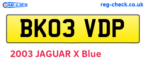 BK03VDP are the vehicle registration plates.