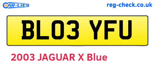 BL03YFU are the vehicle registration plates.