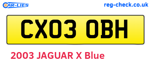 CX03OBH are the vehicle registration plates.