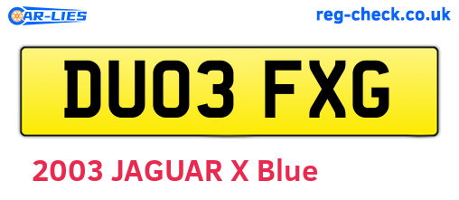 DU03FXG are the vehicle registration plates.