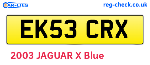 EK53CRX are the vehicle registration plates.