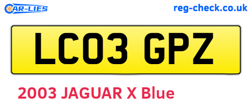 LC03GPZ are the vehicle registration plates.