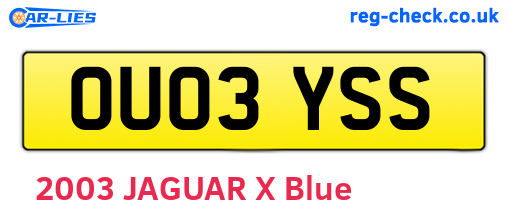 OU03YSS are the vehicle registration plates.
