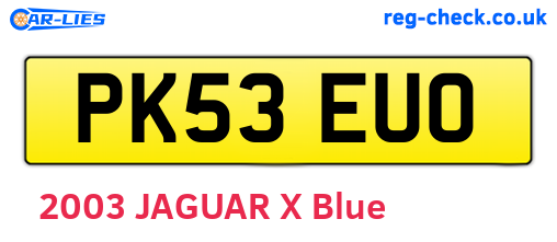 PK53EUO are the vehicle registration plates.