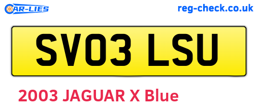 SV03LSU are the vehicle registration plates.