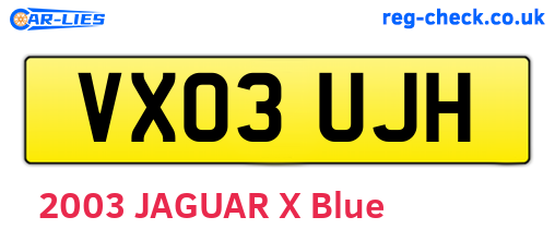 VX03UJH are the vehicle registration plates.