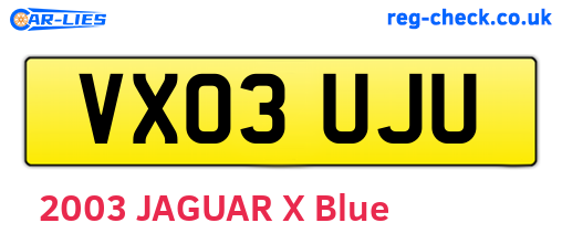 VX03UJU are the vehicle registration plates.