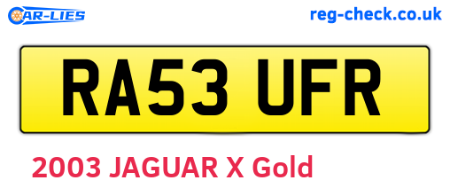 RA53UFR are the vehicle registration plates.