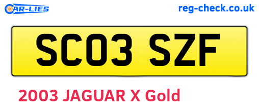 SC03SZF are the vehicle registration plates.