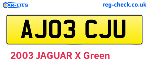 AJ03CJU are the vehicle registration plates.