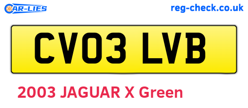 CV03LVB are the vehicle registration plates.
