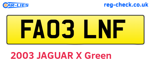 FA03LNF are the vehicle registration plates.