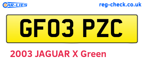 GF03PZC are the vehicle registration plates.